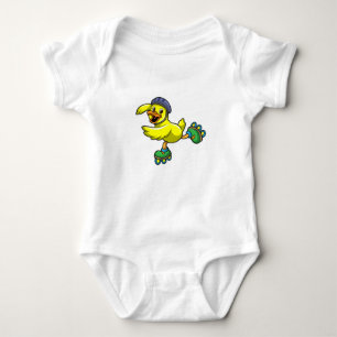 Duck as Skater with Skates & Helmet Baby Bodysuit