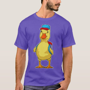 Duck as Student with Backpack Cap T-Shirt