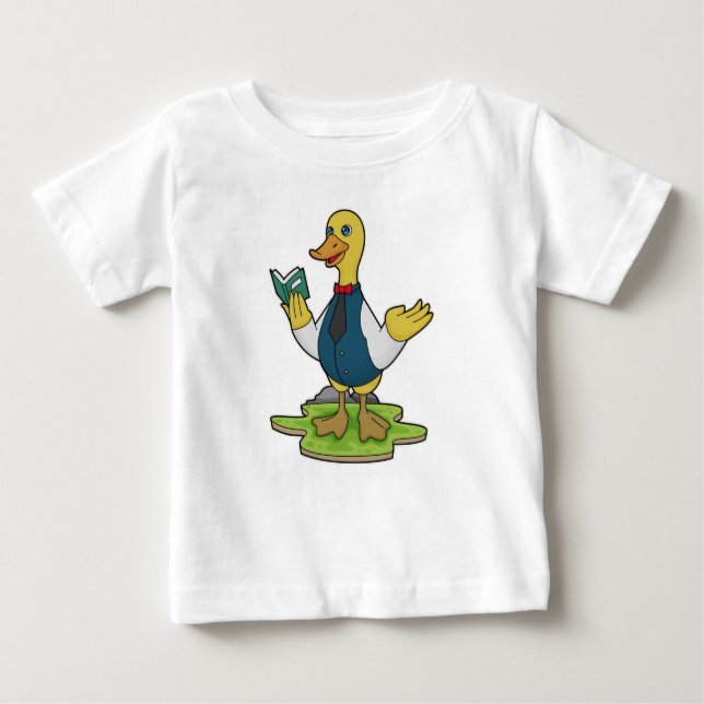 Duck as Teacher with Book Baby T-Shirt (Front)