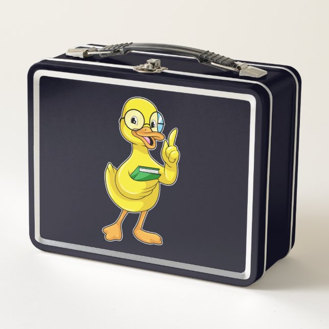 Duck as Teacher with Book & Glasses Metal Lunch Box (Front)