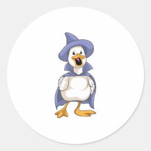 Duck as Witch with Hat Classic Round Sticker