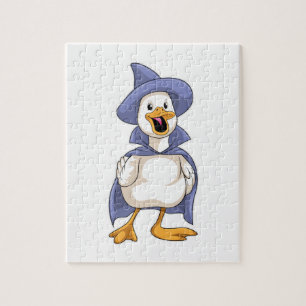 Duck as Witch with Hat Jigsaw Puzzle