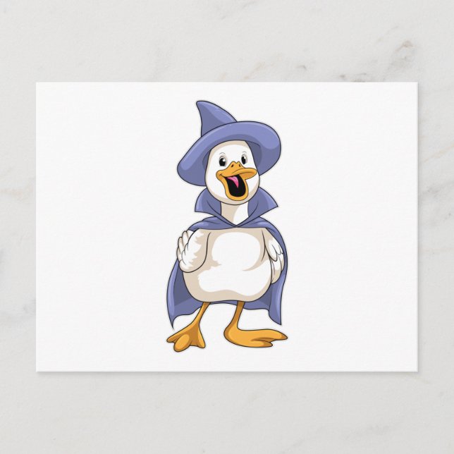 Duck as Witch with Hat Postcard (Front)