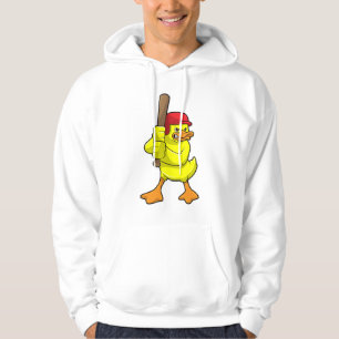 Duck at Baseball with Baseball bat & Cap Hoodie