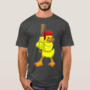 Duck at Baseball with Baseball bat Cap T-Shirt