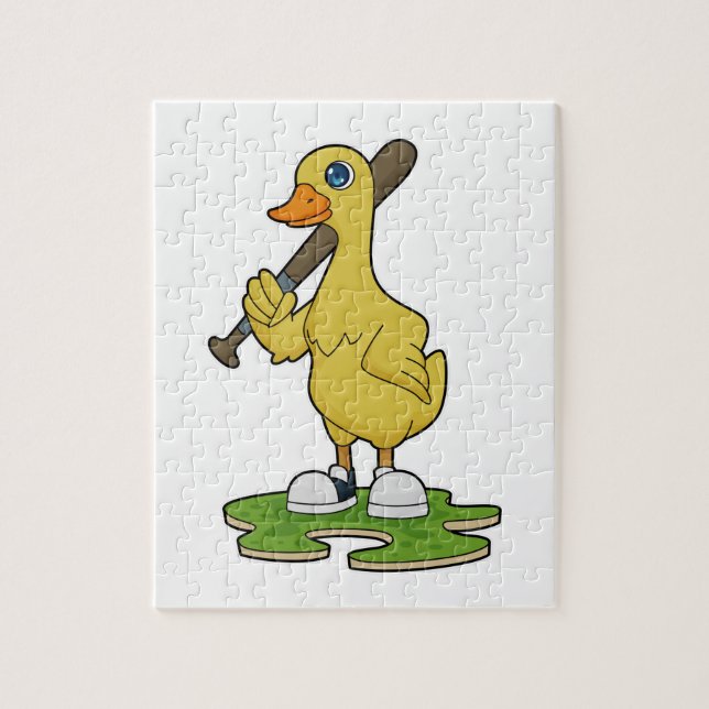 Duck at Baseball with Baseball bat Jigsaw Puzzle (Vertical)