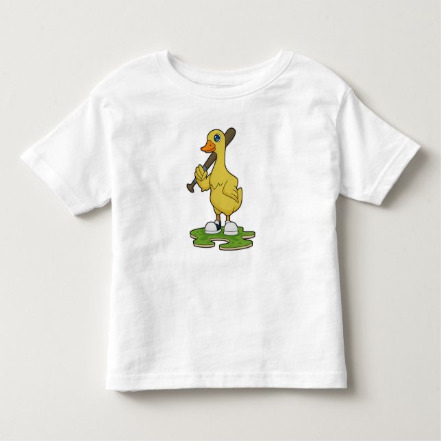 Duck at Baseball with Baseball bat Toddler T-Shirt (Front)