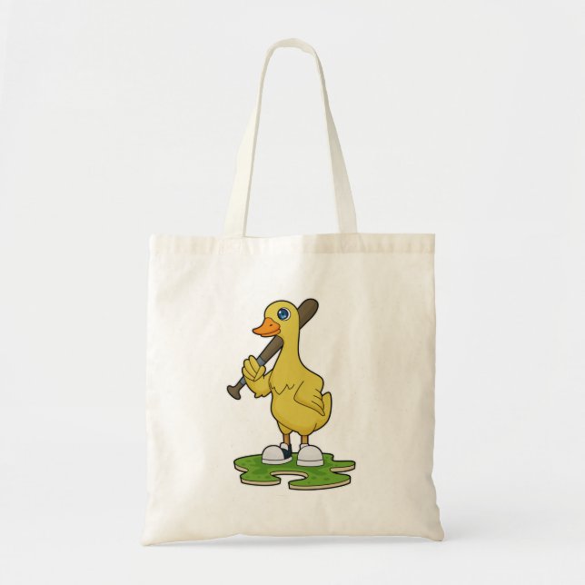 Duck at Baseball with Baseball bat Tote Bag (Front)