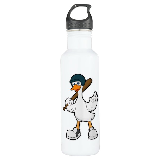 Duck at Baseball with Baseball racket & Helmet 710 Ml Water Bottle (Front)