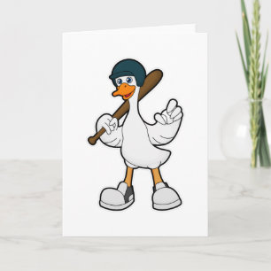 Duck at Baseball with Baseball racket & Helmet Card
