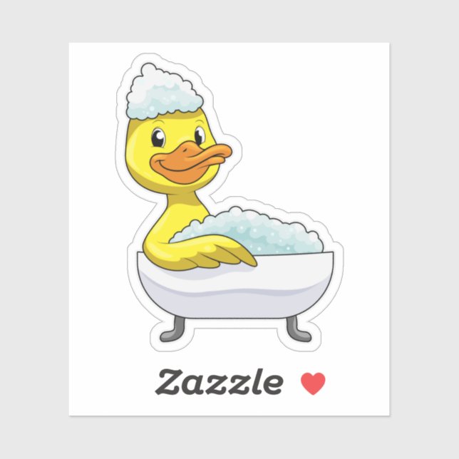 Duck at Bathing with Bathtub & Foam (Sheet)