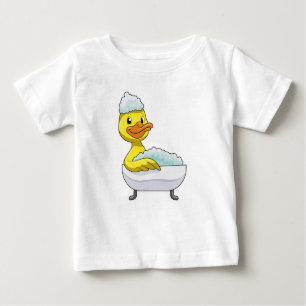 Duck at Bathing with Bathtub & Foam Baby T-Shirt