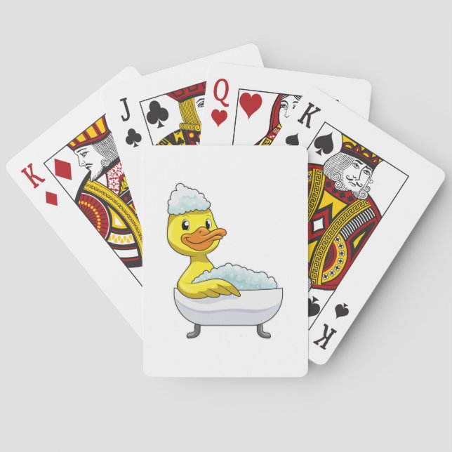 Duck at Bathing with Bathtub & Foam Playing Cards (Back)