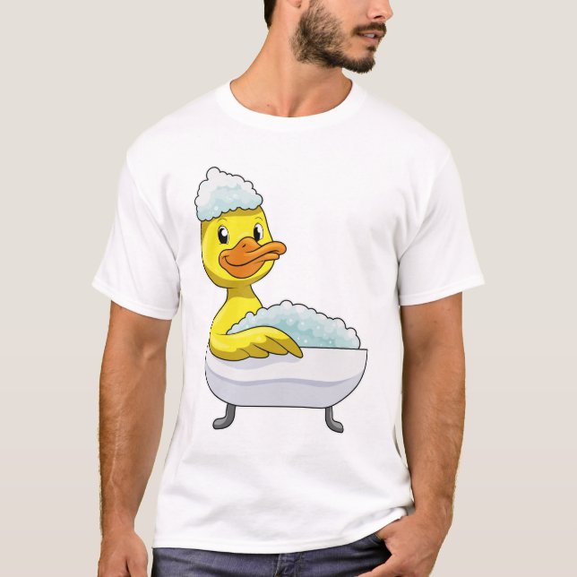 Duck at Bathing with Bathtub & Foam T-Shirt (Front)