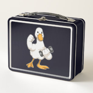 Duck at Bodybuilding with Dumbbell Metal Lunch Box