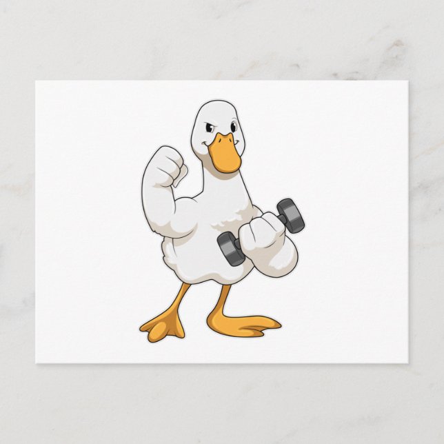 Duck at Bodybuilding with Dumbbell Postcard (Front)