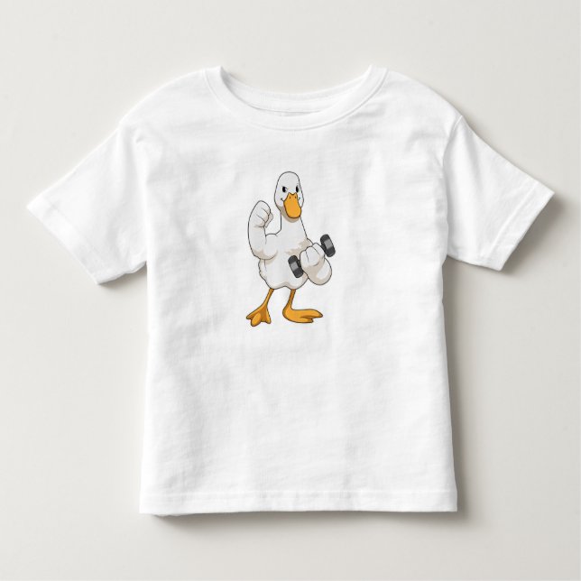 Duck at Bodybuilding with Dumbbell Toddler T-Shirt (Front)