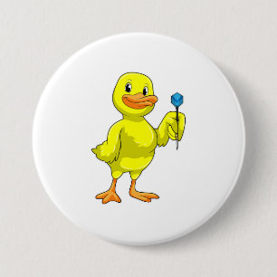 Duck at Darts with Dart 7.5 Cm Round Badge
