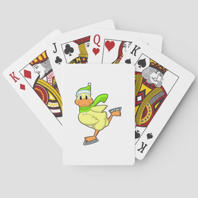 Duck at Ice skating with Ice skates Playing Cards (Back)