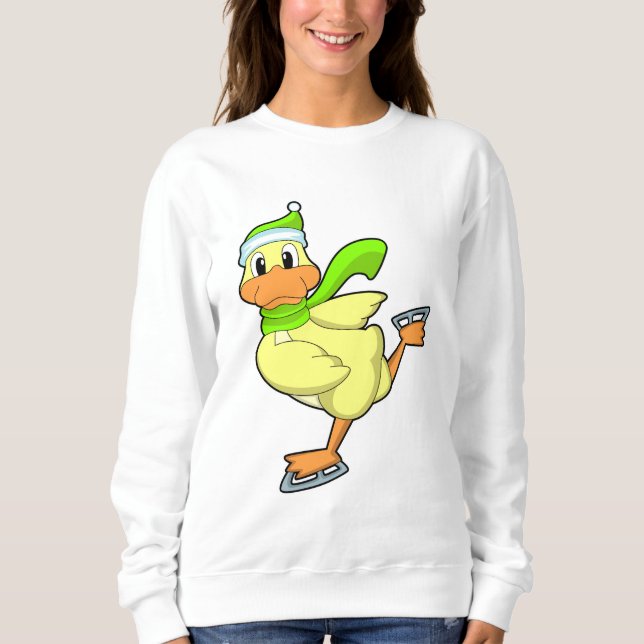 Duck at Ice skating with Ice skates Sweatshirt (Front)