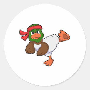 Duck at Martial arts Karate Classic Round Sticker