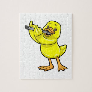 Duck at Music with Flute Jigsaw Puzzle