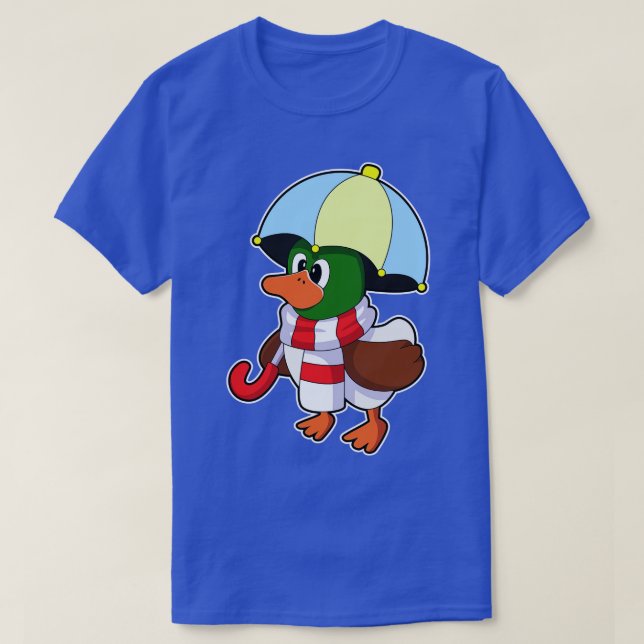 Duck at Raining with Umbrella 2 T-Shirt (Design Front)