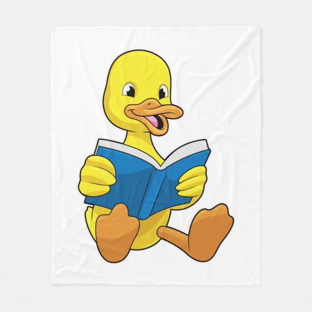 Duck at Reading with Book Fleece Blanket (Front)