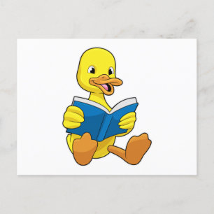 Duck at Reading with Book Postcard