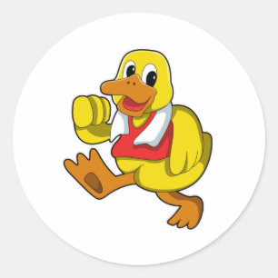 Duck at Running Classic Round Sticker