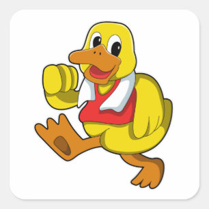 Duck at Running Square Sticker