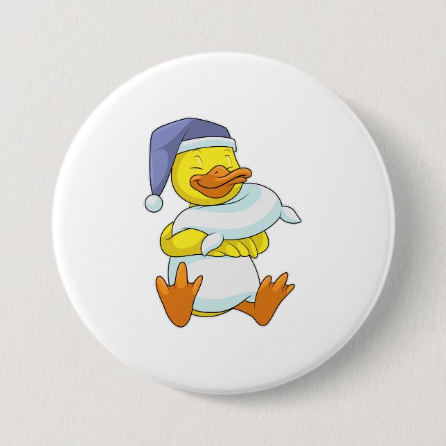 Duck at Sleeping with Nightcap 7.5 Cm Round Badge (Front)