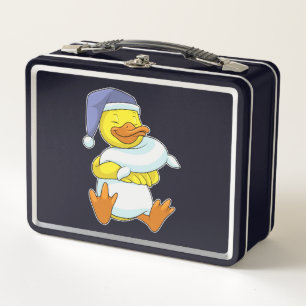Duck at Sleeping with Nightcap Metal Lunch Box
