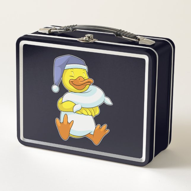 Duck at Sleeping with Nightcap Metal Lunch Box (Front)