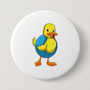 Duck at Swimming with Swim ring 7.5 Cm Round Badge