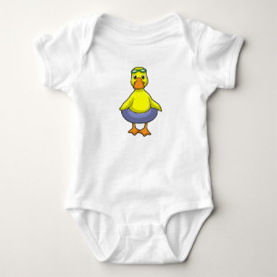 Duck at Swimming with Swim ring Baby Bodysuit