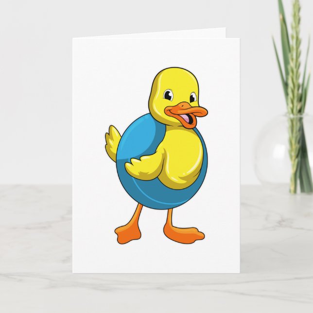 Duck at Swimming with Swim ring Card (Front)
