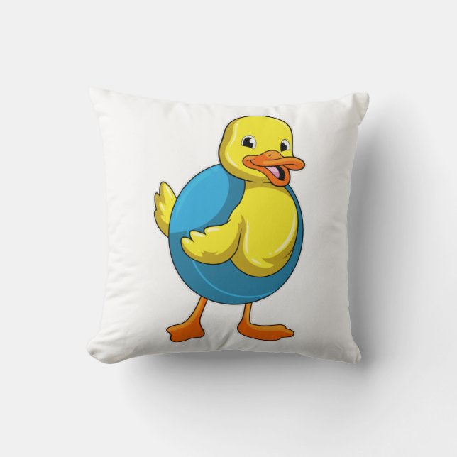 Duck at Swimming with Swim ring Cushion (Front)