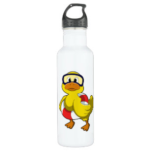 Duck at Swimming with Swim ring & Diving goggles 710 Ml Water Bottle