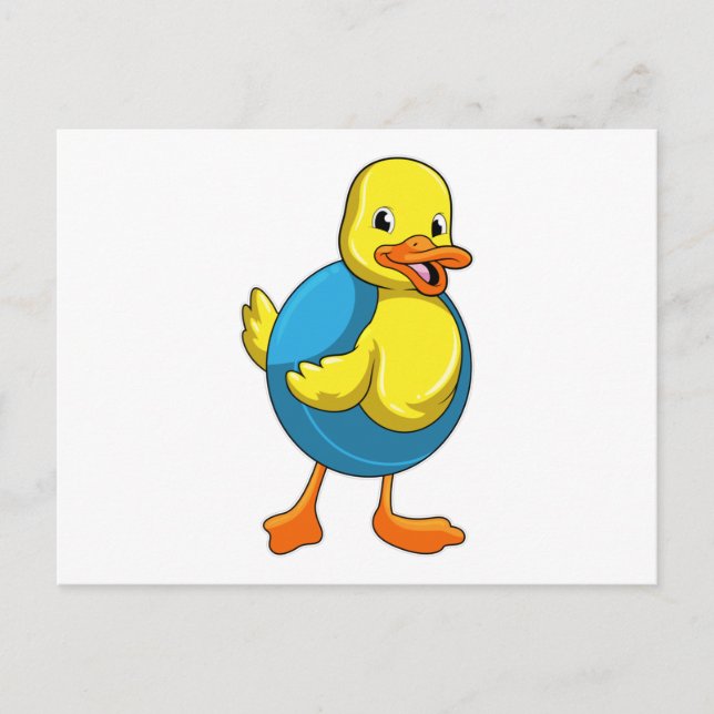 Duck at Swimming with Swim ring Postcard (Front)