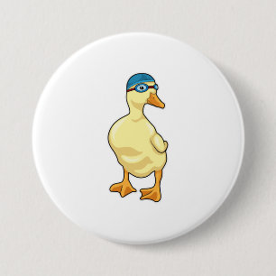 Duck at Swimming with Swimming goggles 7.5 Cm Round Badge