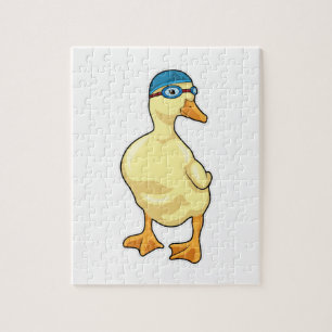 Duck at Swimming with Swimming goggles Jigsaw Puzzle