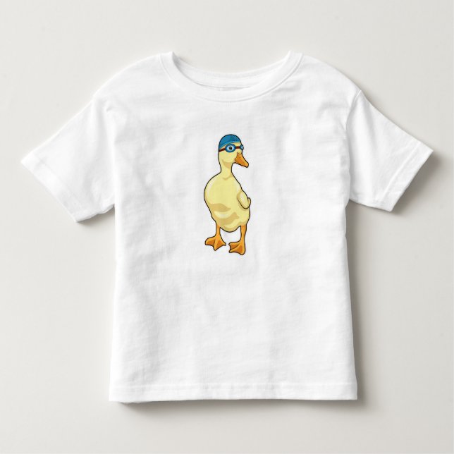 Duck at Swimming with Swimming goggles Toddler T-Shirt (Front)