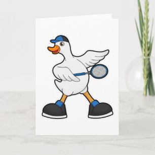Duck at Tennis with Tennis racket & Cap Card