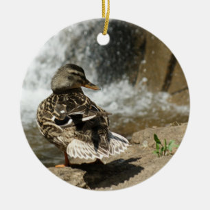 DUCK AT WATERFALL ORNAMENT