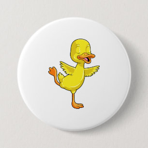 Duck at Yoga Fitness on a Leg 7.5 Cm Round Badge