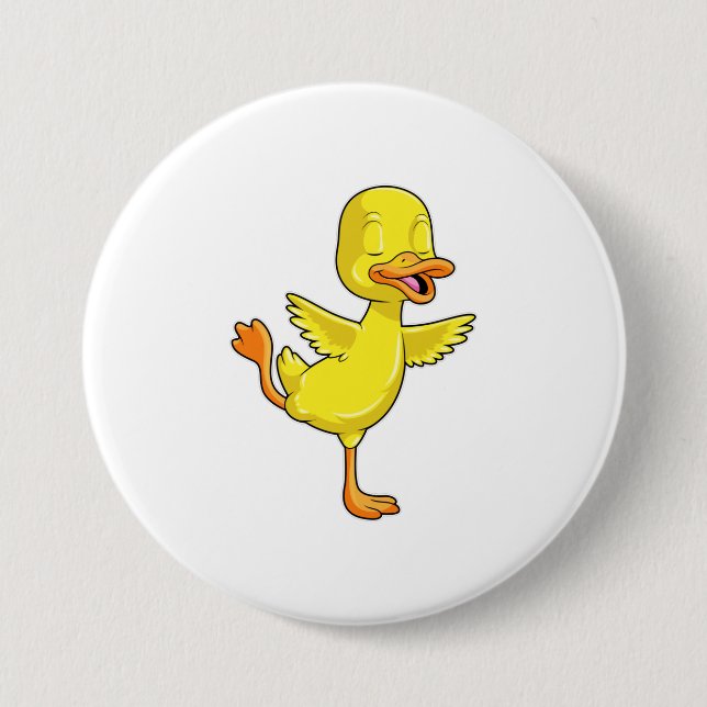 Duck at Yoga Fitness on a Leg 7.5 Cm Round Badge (Front)