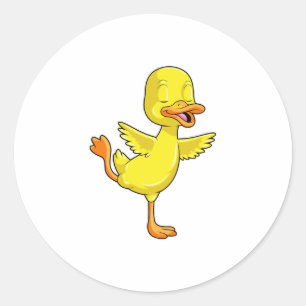 Duck at Yoga Fitness on a Leg Classic Round Sticker