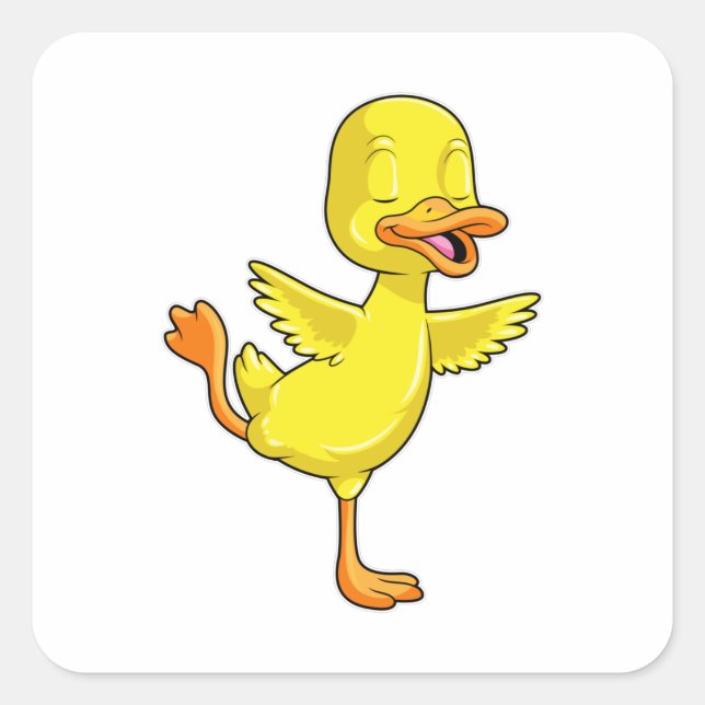Duck at Yoga Fitness on a Leg Square Sticker (Front)