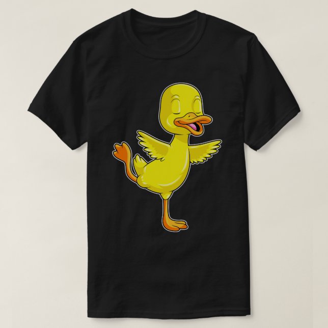 Duck at Yoga Fitness on a Leg T-Shirt (Design Front)